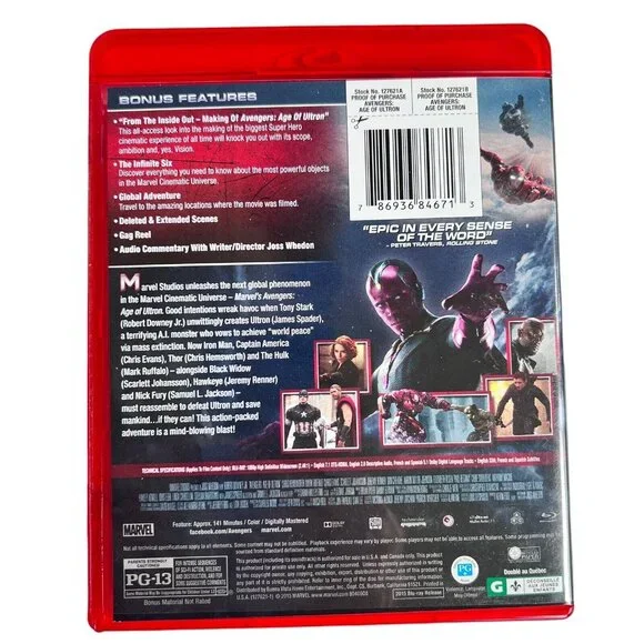 Marvel Avengers Age Of Ultron Blu-Ray Disc CD DVD 2015 Captain America Iron Man - Picture 3 of 5